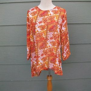 The Limited Hi Low Tunic Shirt Sz L Orange Blouse